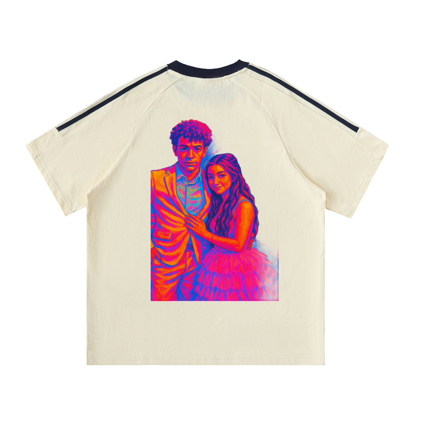 Contrast Tape Crewneck Cotton T-Shirt