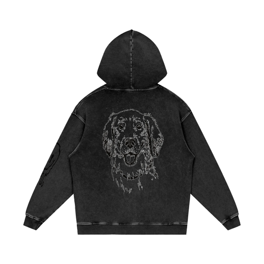 Snow Washed Loose Cotton Hoodie